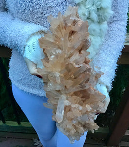 SOLD OUT ~ Reserved for M ~ Payment 3 of 30 ~ Large  11 lb. ~ Ancient Lemurian Frosted Pink Quartz Crystal Cluster ~ 14" Long