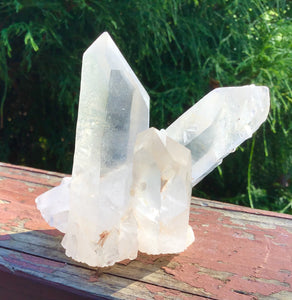 SOLD OUT ~ Reserved for J ~ Payment 3 of 7 ~ Large 10 oz. ~ Ancient Lemurian Frosted Quartz Crystal Cluster ~ 3 1/2" Tall ~ Triple Points