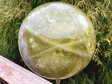 Load image into Gallery viewer, Smokey Citrine Quartz Crystal Ball Large 11 lb. Polished Sphere ~ 6&quot; Wide ~ Golden Sunshine Yellow Liquid Gold Color Banded White Stripes