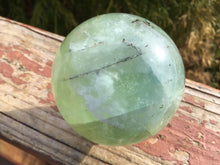 Load image into Gallery viewer, Fluorite Green Quartz Crystal Ball  Large 14.7 oz. Polished Sphere ~ 2 1/2&quot; Wide ~ Angel Feathers ~ Reiki Altar Display ~ Fast Free Shipping