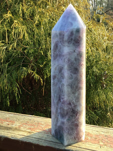 Fluorite Generator Large 5 lb. 13 oz. Tower ~ 9" Tall ~ Lavender, Purple, White Swirling Hues & Colors ~ Big Free Standing Polished Reiki