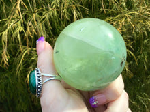 Load image into Gallery viewer, Fluorite Green Quartz Crystal Ball  Large 14.7 oz. Polished Sphere ~ 2 1/2&quot; Wide ~ Angel Feathers ~ Reiki Altar Display ~ Fast Free Shipping