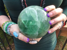 Load image into Gallery viewer, Fluorite Crystal Ball Large 5 Lb. 7 oz. Polished Sphere ~ 4 1/2&quot; Wide ~ Beautiful  Rainbow Green Colors ~ Reiki, Meditation, Altar, Display