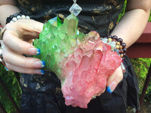 Load image into Gallery viewer, Elestial Aura Quartz Crystal 2 Lb. 5 oz. Cluster ~ 5&quot; Long ~ Electric Pink &amp; Green ~ Rainbow Iridescent ~ Sparkling Points ~ Fast Shipping