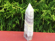 Load image into Gallery viewer, Fluorite Generator Crystal Quartz Large 1 lb. Tower ~ 6 1/2&quot; Tall ~  Lavender Purple &amp; White Swirling Inclusions ~ Free Standing Reiki