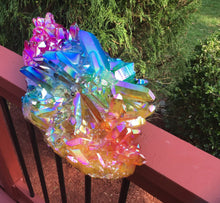 Load image into Gallery viewer, Angel Aura Quartz Crystal Large 24 Lb. Cluster ~ 15&quot; Long ~ Sparkling Pink, Green, Yellow Rainbow Colors ~ Magnificent Display Centerpiece
