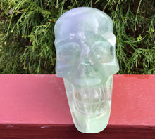 Load image into Gallery viewer, Fluorite Crystal Quartz Large 2 Lb. 5 oz. Skull ~ 4&quot; Tall Hand Carved Life Size ~ Translucent Green Crystal Sculpture ~ Fast &amp; Free Standing