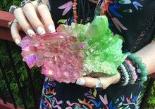 Load image into Gallery viewer, Aura Quartz Crystal Large 3 Lb. Cluster ~ 8&quot; Long ~ Electric Pink &amp; Green Points ~ Rainbow Iridescent ~ Big Sparkly Points ~ Fast Shipping