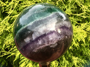 Fluorite Crystal Ball Large 6 Lb. 13 oz.  Polished Sphere ~ 5" Wide ~ Beautiful Rainbow Purple Colors ~ Reiki, Altar Meditation Room Display