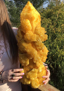 SOLD OUT ~ Reserved for Nikki ~ Payment 11 of 30 ~ Large 60 lb. ~ Aura Spirit Quartz Crystal Generator Cluster ~ 24" Tall ~ Bright Sunshine