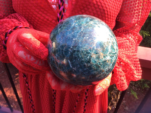 SOLD OUT ~ Reserved for Michael ~ Payment 6 of 6 ~ Blue Apatite Crystal Ball Large 4 Lb. 15 oz. Polished Sphere ~ 4 1/2" Wide ~ Beautiful