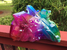 Load image into Gallery viewer, Aura Quartz Crystal Large 16 lb. Cluster ~ 10&quot; Long ~ Angel Rainbow Colors ~ Red, Blue, Green ~ Big Magnificent Display ~ Fast Free Shipping