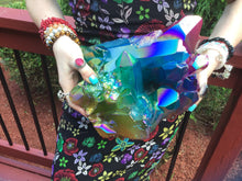 Load image into Gallery viewer, Aura Quartz Crystal Large 16 lb. Cluster ~ 10&quot; Long ~ Angel Rainbow Colors ~ Red, Blue, Green ~ Big Magnificent Display ~ Fast Free Shipping