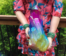 Load image into Gallery viewer, Angel Aura Quartz Crystal Large 23 Lb. Cluster ~ 12&quot; Tall ~ Rainbow Red, Blue, Green Colors ~ Massive Magnificent Display Centerpiece