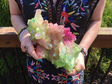 Load image into Gallery viewer, Aura Quartz Crystal Large 4 Lb. 8 oz. Cluster ~ 9&quot; Long ~ Electric Pink &amp; Green ~ Rainbow Iridescent Sparkly Points ~ Fast Free Shipping