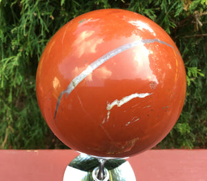 Red Jasper Crystal Ball  Large 3 Lb. Quartz Sphere ~ 4" Wide  ~ Rare Mineral Display ~ Feng Shui, Reiki, Altar ~ Fast & Free Shipping