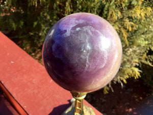 Fluorite Crystal Ball Purple Rainbow 1 Lb. 3 oz. Polished Sphere ~ 2" Wide ~ Beautiful Reiki, Altar, Feng Shui Meditation Room Display