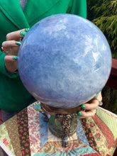 Load image into Gallery viewer, Blue Celestite Crystal Quartz Ball Large 33 Lb. 11 oz.  Polished Sphere ~ 8&quot; Wide ~ Big Beautiful Reiki, Altar, Décor, Feng Shui Display