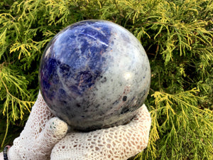 Sodalite Crystal Ball Large 5 lb. 7 oz. Polished Sphere ~ Big 4 1/2" ~ Royal Blue Swirling Colors ~ Reiki, Altar Display ~ Fast Shipping