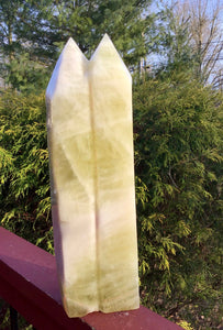 Citrine Crystal Quartz Twin Flame Large 15 Lb. Double Generator ~ 15" Tall ~ Stunning Yellow White Banded Inclusions ~ Free Standing Display