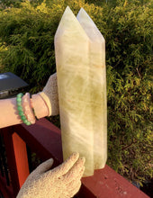 Load image into Gallery viewer, Citrine Crystal Quartz Twin Flame Large 15 Lb. Double Generator ~ 15&quot; Tall ~ Stunning Yellow White Banded Inclusions ~ Free Standing Display