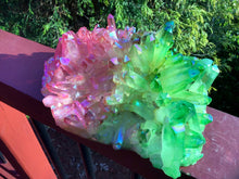 Load image into Gallery viewer, Aura Quartz Crystal Large 5 Lb. Cluster ~ 8&quot; Long ~ Electric Pink &amp; Green Points ~ Rainbow Iridescent ~ Big Sparkly Points ~ Fast Shipping
