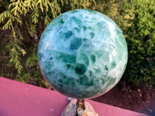 Load image into Gallery viewer, Fluorite Crystal Ball Large 2 Lb. 8 oz. Polished Sphere ~ 3&quot; Wide ~ Swirling Green &amp; White Colors ~ Big Beautiful Reiki, Altar Display