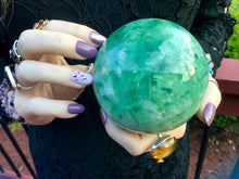 Load image into Gallery viewer, Fluorite Crystal Ball Large 2 Lb. 8 oz. Polished Sphere ~ 3&quot; Wide ~ Swirling Green &amp; White Colors ~ Big Beautiful Reiki, Altar Display