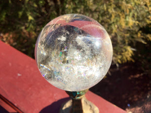 Crystal Ball Ultra Clear Quartz Big 7 oz. Translucent Sphere ~ 1 1/2" Wide ~ White Sand Sparkly Inclusions ~ Reiki, Altar, Feng Shui Display