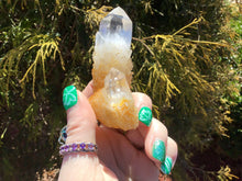 Load image into Gallery viewer, Clear Quartz Tibetan Elestial 3.3 oz. Crystal Wand ~ 3&quot; Long Golden Healer ~ Sparkling Inclusions ~ Meditation Handheld ~ Fast Free Shipping