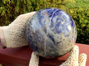 Sodalite Crystal Ball Large 5 lb. 7 oz. Polished Sphere ~ Big 4 1/2" ~ Royal Blue Swirling Colors ~ Reiki, Altar Display ~ Fast Shipping