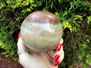 Jasper Crystal Ball  Large 1 Lb. 6 oz. Polished Polychrome Sphere ~ 3" Wide ~ Breathtaking Pastel Colors Sparkly Inclusions ~ Altar Reiki