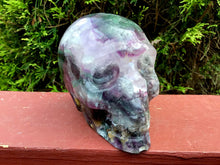 Load image into Gallery viewer, Fluorite Crystal Large 1 Lb. 12 oz. Skull ~ 3&quot; Tall ~ Hand Carved ~ Translucent Rainbow Purple Crystal Sculpture ~ Free Standing ~ Fast Ship