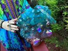 Load image into Gallery viewer, Aura Quartz Crystal Large 28 Lb. Cluster ~ 12&quot; Long ~ Rainbow Angel Colors Blue, Purple, Green, Yellow ~ Big Iridescent Sparkling Points