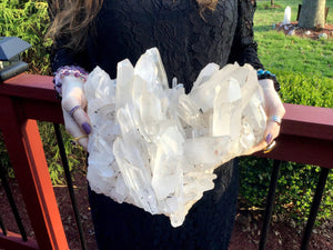 Lemurian Frosted Clear Quartz Large 12 Lb. Cluster ~ 11" Long ~ Stunning Long Big Points ~ Rare Big Home Décor, Altar, Reiki Crystal Display