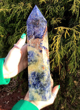Load image into Gallery viewer, Sodalite Crystal Generator Large 3 lb. 15 oz. Polished Tower ~ 11&quot; Tall ~ Sparkling White and Blue ~ Big Free Standing ~ Fast Free Shipping