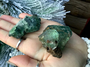Fluorite Crystal Pair of Pocket or Altar Crystals ~ 4.7 oz. Total Weight 2 Gorgeous, Blue Green ~ Perfect for Meditation, Third Eye, Gifting
