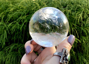 Clear Quartz Crystal Ball 12.9 oz. Polished Sphere ~ 2" Wide ~ Beautiful Reiki, Altar, Feng Shui, Meditation Room Display ~ Fast Shipping