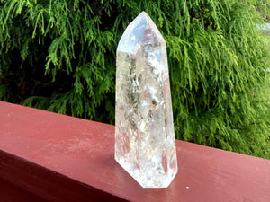 Clear Quartz Crystal 9.7 oz. Generator ~ 4 1/2" Tall ~ Ultra Sparkling Silver Flash Inclusions ~ Incredible Transparency ~ Beautiful Display