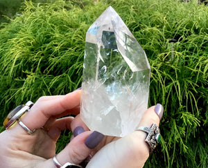Clear Quartz Crystal 1 Lb. 6 oz. Generator ~ 4" Tall ~ Ultra Sparkling Silver Flash Inclusions Incredible Transparency ~ Beautiful Display