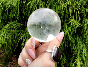Clear Quartz Crystal Ball 9.4 oz. Ultra Sparkling Polished Sphere ~ 2" Wide ~ Big Beautiful Reiki, Altar, Feng Shui Meditation Room Display