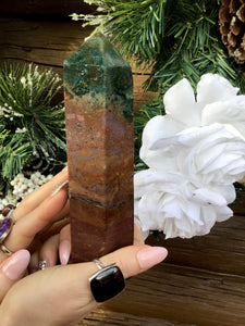 Bloodstone Jasper Generator Large 1 Lb. 4 oz. Tower ~ 6" Tall ~ Natural Beautiful Red, Green and White Crystal ~ Free & Fast Shipping