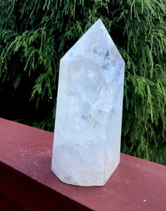 Clear Quartz Generator Crystal Large 1 lb. 4 oz. Tower ~ 5" Tall ~ Sparkling Inclusions ~ Ghost Phantoms ~ Reiki Display ~ Fast Shipping