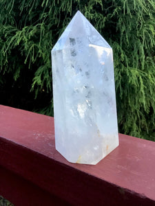 Clear Quartz Generator Crystal Large 1 lb. 4 oz. Tower ~ 5" Tall ~ Sparkling Inclusions ~ Ghost Phantoms ~ Reiki Display ~ Fast Shipping
