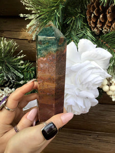 Bloodstone Jasper Generator Large 1 Lb. 4 oz. Tower ~ 6" Tall ~ Natural Beautiful Red, Green and White Crystal ~ Free & Fast Shipping