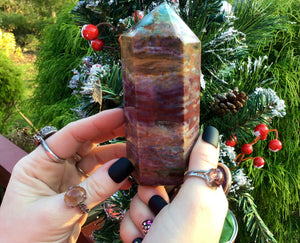 Bloodstone Jasper Generator Large 15.5 oz. Crystal Tower ~  4 1/2 " Tall ~ Beautiful Swirling Red, Green and White ~ Free & Fast Shipping