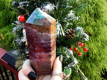 Load image into Gallery viewer, Bloodstone Jasper Generator Large 15.5 oz. Crystal Tower ~  4 1/2 &quot; Tall ~ Beautiful Swirling Red, Green and White ~ Free &amp; Fast Shipping