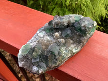 Load image into Gallery viewer, Fluorite Crystal Big 9 oz. Cluster ~ 4 1/2“ Long ~ Deep Green Colors ~ Sparkling Matrix ~ Sacred Geometry Formation ~ Fast &amp; Free Shipping