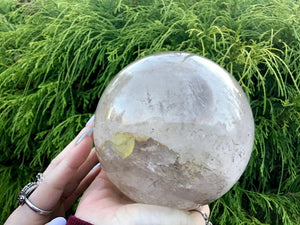 Crystal Ball Clear Quartz Large 6 Lb. Polished Sphere ~ 4" Wide ~ Beautiful Inclusions ~ Reiki, Altar, Feng Shui, Meditation Room Display