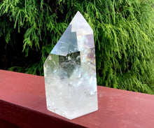 Load image into Gallery viewer, Clear Quartz Crystal 1 Lb. 6 oz. Generator ~ 4&quot; Tall ~ Ultra Sparkling Silver Flash Inclusions Incredible Transparency ~ Beautiful Display